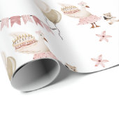 Sweet Goosey Gander Birthday , Goose White Cadeaupapier (Rol Hoek)