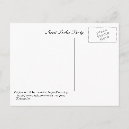 Sweet Gothic Party Uitnodiging Briefkaart (Achterkant)