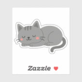 Sweet Gray Kitty Snooze Sticker (Vel)