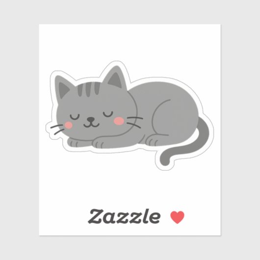 Sweet Gray Kitty Snooze Sticker (Vel)
