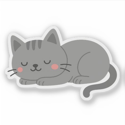 Sweet Gray Kitty Snooze Sticker (Voorkant)