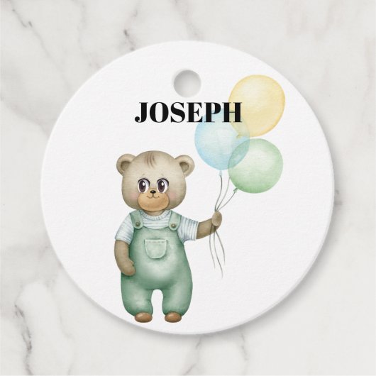 Sweet green baby bear baby bedankjes labels (Voorkant)