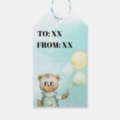 Sweet green baby bear baby cadeaulabel (Achterkant)