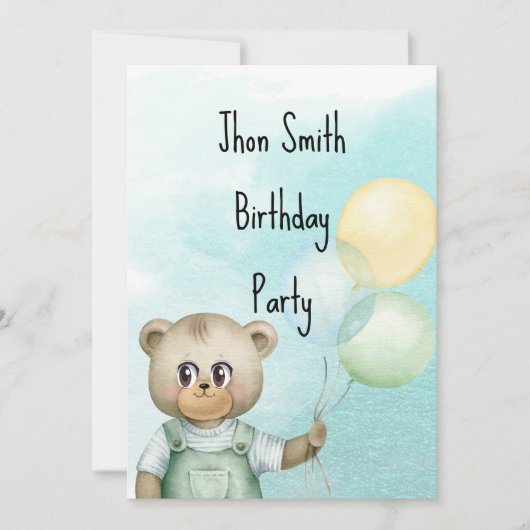 Sweet green baby bear baby kaart (Voorkant)