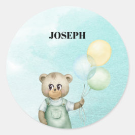 Sweet green baby bear baby ronde sticker