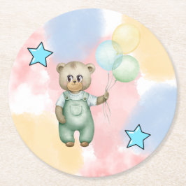 Sweet green baby bear  ronde kartonnen onderzetter