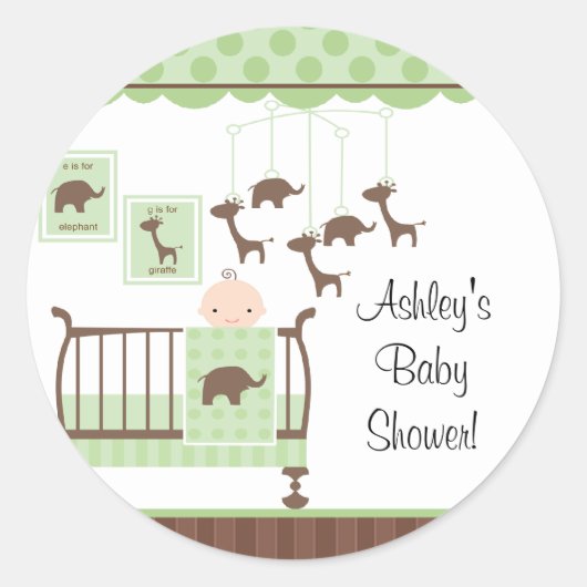 Sweet Green Baby Room Baby shower Sticker (Voorkant)