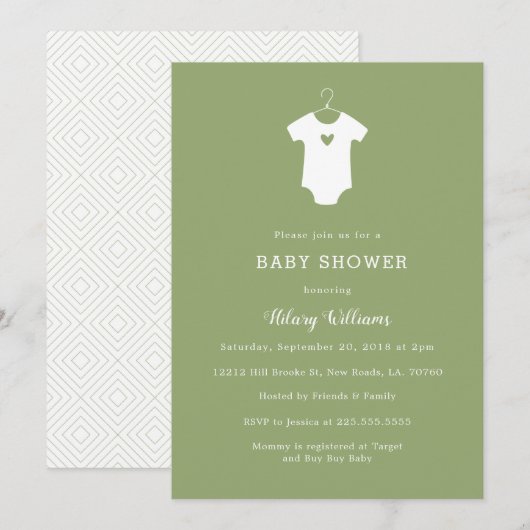 Sweet Green Baby Shower-uitnodigingen Kaart (Voorkant / Achterkant)