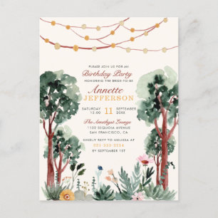Sweet Green Botanical Trees Unieke Birthday Party Uitnodiging Briefkaart