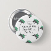 Sweet Green Classic Car Baby Boy Stats Ronde Button 5,7 Cm (Voorkant /achterkant)