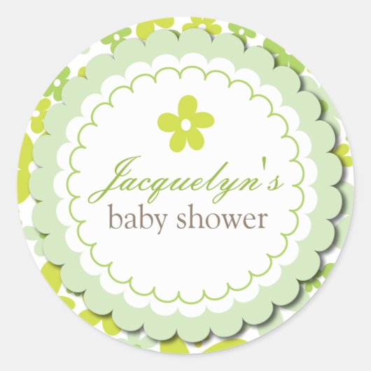 Sweet Green Daisy Flowers Jongen of Meisje Baby sh Ronde Sticker (Voorkant)