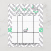 Sweet Green en Grey Elephant 🐘 Baby shower Bingo Flyer (Voorkant)