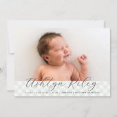 Sweet Green Gingham Patroon Geboorte Aankondiging (Voorkant)