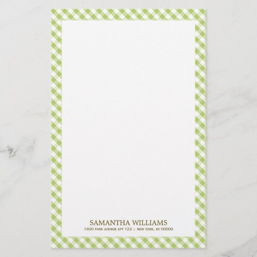 Sweet Green Gingham Pattern Briefpapier (Voorkant)