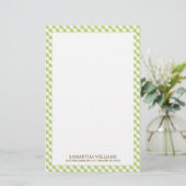 Sweet Green Gingham Pattern Briefpapier (Staand voorkant)