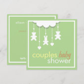 Sweet Green Mobile Couples Baby shower Uitnodiging (Voorkant / Achterkant)