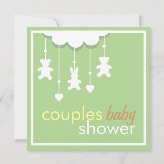 Sweet Green Mobile Couples Baby shower Uitnodiging (Voorkant)