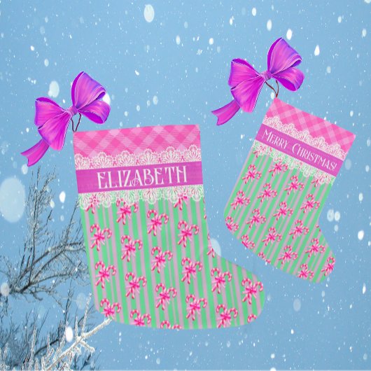 Sweet Green Paarse Pink Candy Canes Gepersonalisee Grote Kerstsok