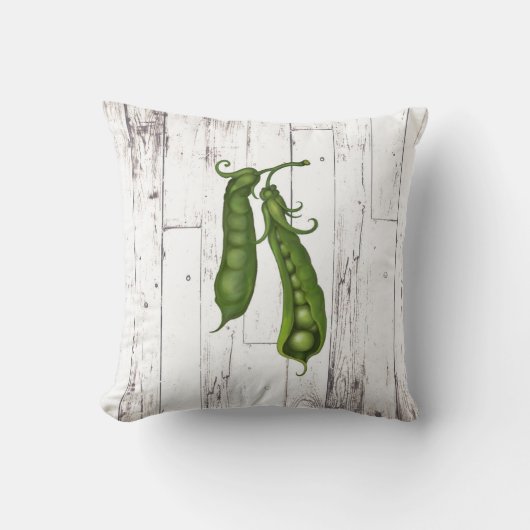 Sweet Green Peas Pea White Wood Rustieke boerderij Kussen (Voorkant)