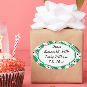 Sweet Green Retro Auto Baby shower Aankondiging Ovale Sticker