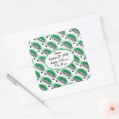 Sweet Green Retro Auto Baby shower Aankondiging Vierkante Sticker (Envelop)