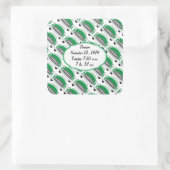 Sweet Green Retro Auto Baby shower Aankondiging Vierkante Sticker (Tas)