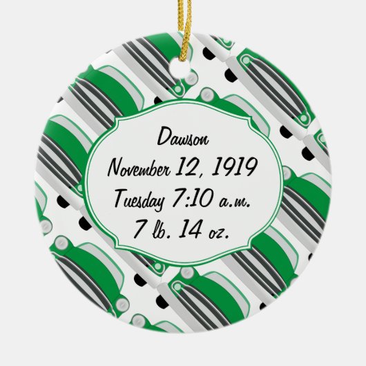 Sweet Green Retro Car Baby shower Gifts Keramisch Ornament (Voorkant)