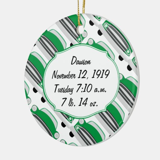 Sweet Green Retro Car Baby shower Gifts Keramisch Ornament (Links)