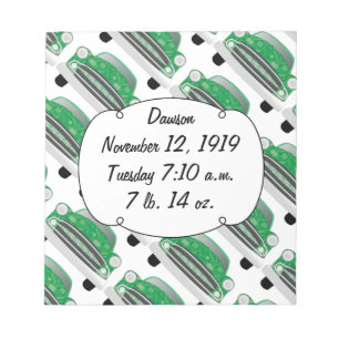 Sweet Green Retro Car Baby shower Gifts Notitieblok