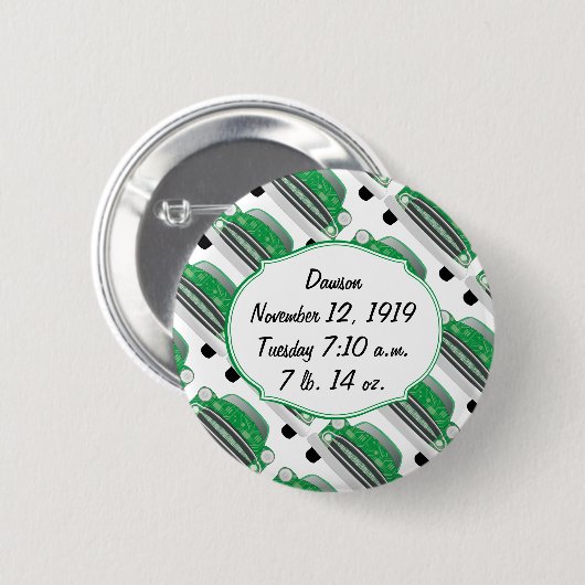 Sweet Green Retro Car Baby shower Gifts Ronde Button 5,7 Cm (Voorkant /achterkant)