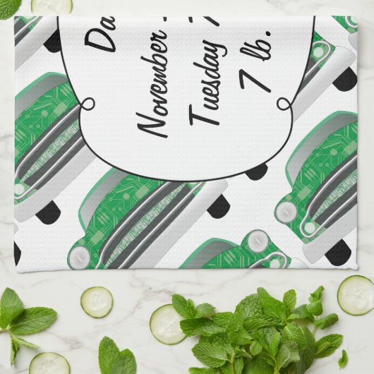 Sweet Green Retro Car Baby shower Gifts Theedoek (Gevouwen)