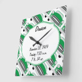 Sweet Green Retro Car Baby shower Gifts Vierkante Klok (Hoek)