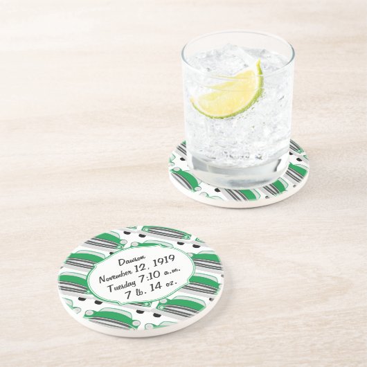 Sweet Green Retro Car Baby shower Gifts Zandsteen Onderzetter (Zijkant)