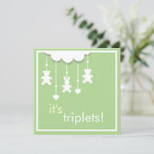 Sweet Green Triplets Baby shower Invitation Kaart (Staand voorkant)