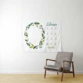 Sweet Greenery Baby Naam Maandelijkse Mijlpaal Fot Wandkleed (In Situ (horizontaal))