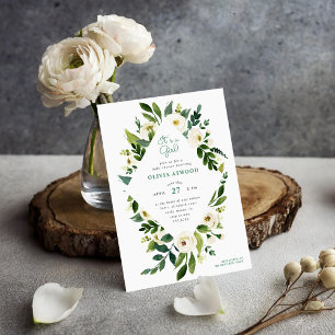 Sweet Greenery Bloemen Lijst Baby shower Uitnodigi Kaart