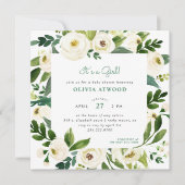 Sweet Greenery Bloemen Lijst Baby shower Uitnodigi Kaart (Voorkant)