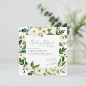 Sweet Greenery Bloemen Lijst Baby shower Uitnodigi Kaart (Staand voorkant)