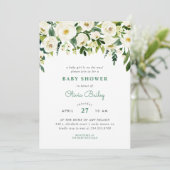 Sweet Greenery Floral Baby shower Invitation Kaart (Staand voorkant)