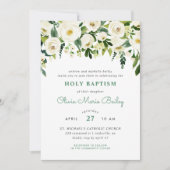 Sweet Greenery Floral Baptism Uitnodiging (Voorkant)