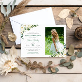 Sweet Greenery Floral Foto eerste communie Kaart