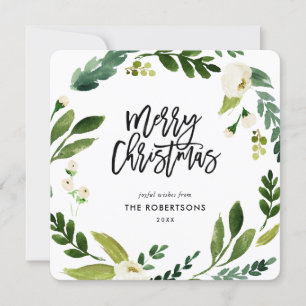 Sweet Greenery Floral Wreath Foto Feestdagenkaart