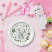 Sweet Greenery Gold Oerwoud Olifant Baby shower Papieren Bordje (Feest)