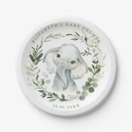 Sweet Greenery Gold Oerwoud Olifant Baby shower Papieren Bordje