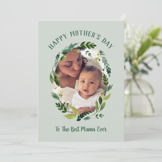 Sweet Greenery Moederdag Fotokaart voor mama Kaart (Staand voorkant)