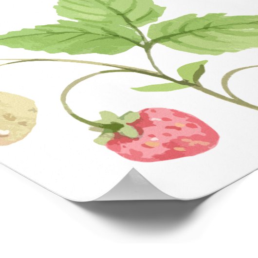 Sweet Greenery Strawberry Baby shower Welkom Poster (Hoek)