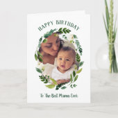 Sweet Greenery Verjaardag Fotokaart voor Mam Kaart (Voorkant)