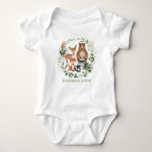 Sweet Greenery Woodland Forest Animals Monogram Romper (Voorkant)