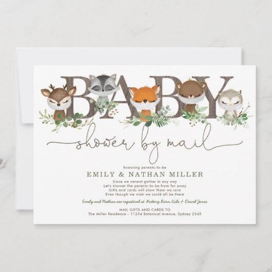 Sweet Greenery Woodland Forest Baby shower per pos Kaart (Voorkant)