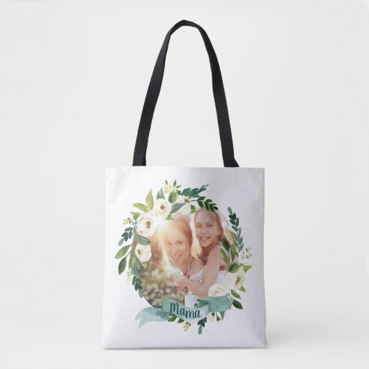 Sweet Greenery Wreath Mama Foto Tote Bag (Voorkant)